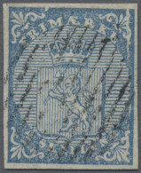 Norway: 1855 4sk. Blue With Variety "CRACKED PLATE Near Frame On The Right" (Pos - Otros & Sin Clasificación