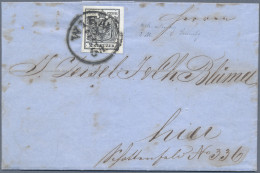 Österreich: 1854, 2 Kr. Schwarz, Breitrandiges Kabinettstück Als Einzelfrankatur - Storia Postale