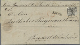 Österreich: 1850, 2 Kr. Schwarz, Handpapier, Type I, Rechts Angeschnitten Auf Or - Cartas & Documentos
