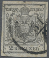 Österreich: 1850, 2 Kr. Silbergrau, Type Ia, Erstdruck, Vollrandiges Prachtstück - Usados