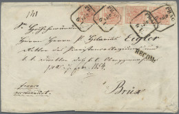 Österreich: 1850, 3 Kr. Rot, Handpapier, Type IIIa, Zwei Senkrechte Paar Sowie R - Lettres & Documents