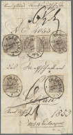 Österreich: 1850, 6 Kr. Braun, Handpapier, Type III, Waagerechter Viererstreifen - Brieven En Documenten