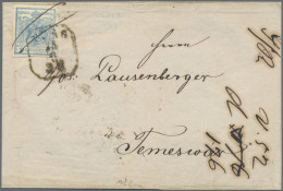 Österreich: 1850, 9 Kr. Blau, Handpapier, Type I, Zwei Einzelfrankaturen Je Auf - Lettres & Documents