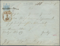 Österreich: 1850, 9 Kr. Blau, Handpapier, Type I, Breitrandig Auf Briefcouvert, - Lettres & Documents