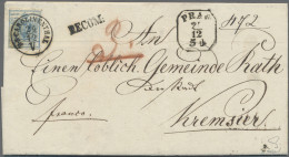 Österreich: 1850, 9 Kr. Blau, Handpapier, Type IIa Sowie Rückseitig Geklebt 6 Kr - Lettres & Documents