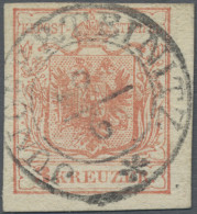 Österreich: 1854, 3 Kr., Sehr Seltene Gravurtype 2-0, Exakt Zentrischer K 2 JUNG - Usati