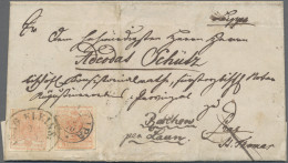 Österreich: 1854, 3 Kr. Rot, Maschinenpapier, Zwei Exemplare (eine Marke Etwas B - Briefe U. Dokumente