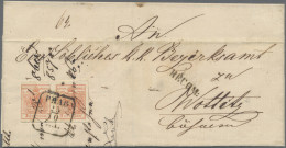 Österreich: 1854, 3 Kr. Rosa, Maschinenpapier, Type IIIb, Zwei Waagerechte Paar, - Briefe U. Dokumente