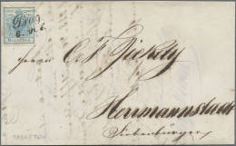 Österreich: 1850, 9 Kr. Blau, Lot Von 5 Einzelfrankaturen, Dabei Papierfalte, Pl - Lettres & Documents