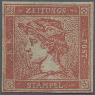 Österreich: 1856: Zeitungsmarke 6 Kr. Zinnoberrot, Type IIIb (nach Ferchenbauer) - Ongebruikt