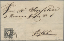 Österreich: 1858, 3 Kr. Schwarz, Type Ib, Prachtstück Als Einzelfrankatur Auf Or - Lettres & Documents