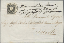 Österreich: 1858, 3 Kr. Schwarz, Type II, Gut Gezähntes Prachtstück Als Einzelfr - Briefe U. Dokumente