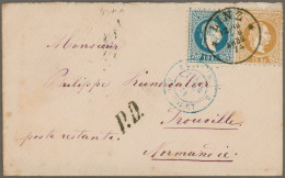 Österreich: 1874, Franz Josef Grober Druck 10 Kr. Blau Und 15 Kr. Braun, Zwei Fa - Covers & Documents