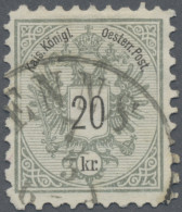 Österreich: 1883, 20 Kreuzer "Doppeladler" Mit Linienzähnung 9¾, Entwertet Mit E - Oblitérés