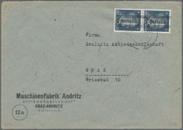 Österreich: 1945, Grazer Aufdruck, 4 Pfg., Senkrechtes Paar, Als Sehr Seltene Me - Lettres & Documents