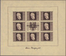 Österreich: 1946, Renner-Kleinbogensatz Auf Gelbem Japanpapier, Komplett Postfri - Unused Stamps