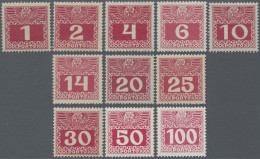 Österreich - Portomarken: 1910, 1-100 H., Gewöhnliches Papier, Kpl., Postfrisch, - Portomarken