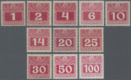 Österreich - Portomarken: 1910, 1-100 H., Gewöhnliches Papier, Kpl., Postfrisch, - Impuestos