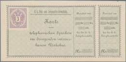 Österreich - Telefonsprechkarten: 1886/1889, Telefonsprechkarte 3 Fl. Violett Mi - Sonstige