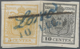 Österreich - Lombardei Und Venetien: 1850, 5 C Orangegelb, Erstdruck, Sowie 10 C - Lombardo-Vénétie