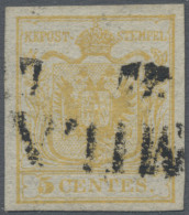 Österreich - Lombardei Und Venetien: 1850, 5 Cent. Grünlichzitronengelb, Erstdru - Lombardo-Vénétie