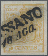 Österreich - Lombardei Und Venetien: 1850, 1 Cent. Gelb (Erstdruck), Breitrandig - Lombardy-Venetia