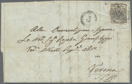 Österreich - Lombardei Und Venetien: 1850, 10 Cent. Grauschwarz, Type Ib/I, Brei - Lombardy-Venetia