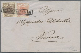 Österreich - Lombardei Und Venetien: 1850, 30 C Geripptes Papier Und 15 C Unterl - Lombardo-Veneto