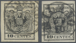 Österreich - Lombardei Und Venetien: 1854, 10 Cent. Schwarz Bzw. Tiefschwarz, Je - Lombardo-Veneto