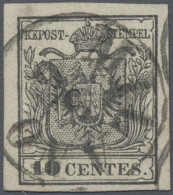 Österreich - Lombardei Und Venetien: 1854, 10 Cent. Grauschwarz, Type III, Breit - Lombardo-Venetien