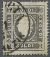 Österreich - Lombardei Und Venetien: 1859, 3 So. Schwarzgrau, Type II, Teilstemp - Lombardo-Veneto