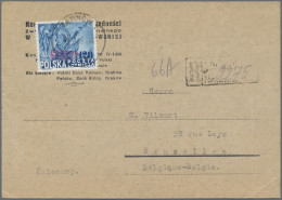 Poland: 1950, Groszy Handstamps On U.S. Constitution (Roosevelt), Two Registered - Briefe U. Dokumente