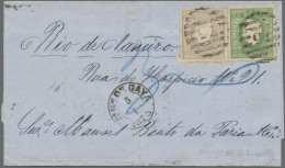 Portugal: 1875 Entire From Villa Nova De Gaya To Rio De Janeiro Via Lisbon, Fran - Cartas & Documentos