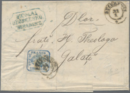 Romania: 1862 30pa. Blue, Printed By Hand, Wide Margins, Used On Entire Letter F - Other & Unclassified
