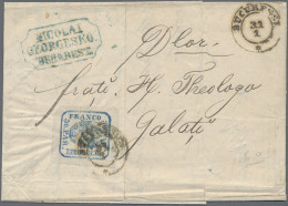 Romania: 1862 30pa. Blue, Printed By Hand, Wide Margins, Used On Entire Letter F - Otros & Sin Clasificación