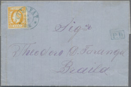 Romania: 1871, Carol 10b. Yellow-orange, Bright Colour And Close To Wide Margins - Lettres & Documents