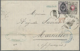 Russia: 1875 Entire Sent From Odessa To Marseilles Via Prussia, Franked 1862 5k. - Covers & Documents