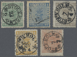 Sweden: 1855 First Issue: Complete Set Of Five, All Used With Attractive Cancell - Gebraucht