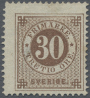 Sweden: 1872, Postage Stamp: Numeral In Circle 30 Öre Brown, Unused, Signed (Mi€ - Neufs