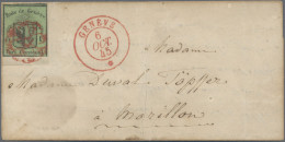 Schweiz - Genf: 1845 Kleiner Adler 5 C. Auf Teil Eines Kleinen Faltbrief Nach Ma - 1843-1852 Kantonalmarken Und Bundesmarken