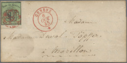 Schweiz - Genf: 1845 Kleiner Adler 5 C. Auf Teil Eines Kleinen Faltbrief Nach Ma - 1843-1852 Timbres Cantonaux Et  Fédéraux