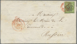 Schweiz - Genf: 1846 Großer Adler 5 C. Auf Komplettem Faltbrief (innen Mit Stemp - 1843-1852 Correos Federales Y Cantonales