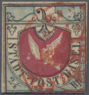 Schweiz - Basel: 1845 Basler Taube 2½ Rp. Schwarz/blau/karmin Mit Klischeefehler - 1843-1852 Correos Federales Y Cantonales