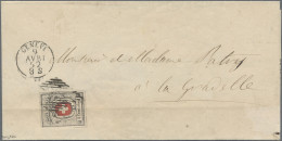 Schweiz: 1851 "Neuenburg" 5 C. Schwarz/rot Als Einzelfrankatur Auf Faltbriefhüll - Lettres & Documents