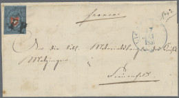Schweiz: 1850 Rayon I 5 Rp. Schwarz/rot/dunkelblau Ohne Kreuzeinfassung, Type 21 - Covers & Documents