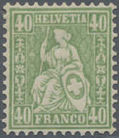 Schweiz: 1862 Sitzende Helvetia 40 Rp. Gelblichgrün, Ungebraucht Mit Leichter Fa - Neufs