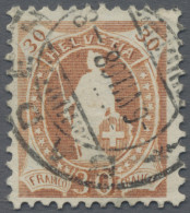 Schweiz: 1907 Stehende Helvetia 30 Rp. Braun Auf Faserpapier, Gezähnt 11½:11, Sa - Gebruikt