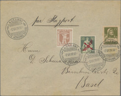Schweiz: 1919, 50 Rp. Propelleraufdruck Mit Beifrankatur Auf Luftpostbrief Von " - Lettres & Documents