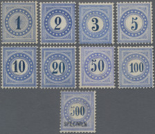 Schweiz - Portomarken: 1878/1882 Satz Der Blauen Portomarken, Dabei 1 Rp. Bis 20 - Postage Due