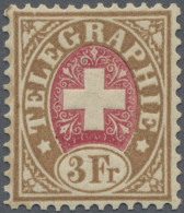 Schweiz - Telegrafenmarken: 1874 3 Fr. Braun/dunkelkarmin, Tadellos Postfrisch M - Telegrafo